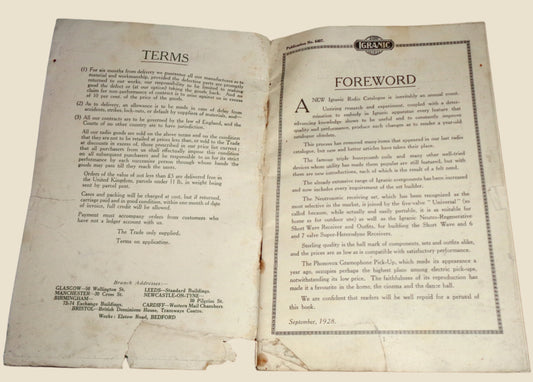 1928 Igranic Radio Catalogue Publication Number 6407