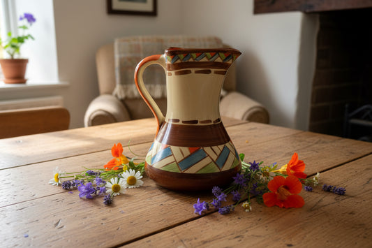 1930s Myott Son & Co Art Deco Geometric Pinch Neck Jug H 8301