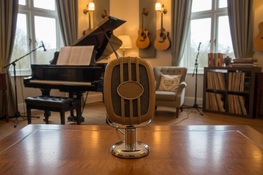 1950s Brown Lustraphone C51 Dynamic Moving Coil Desk Microphone