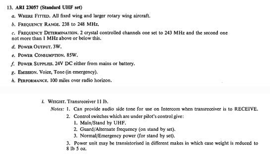 ARI 23057 UHF Military Radio Specification