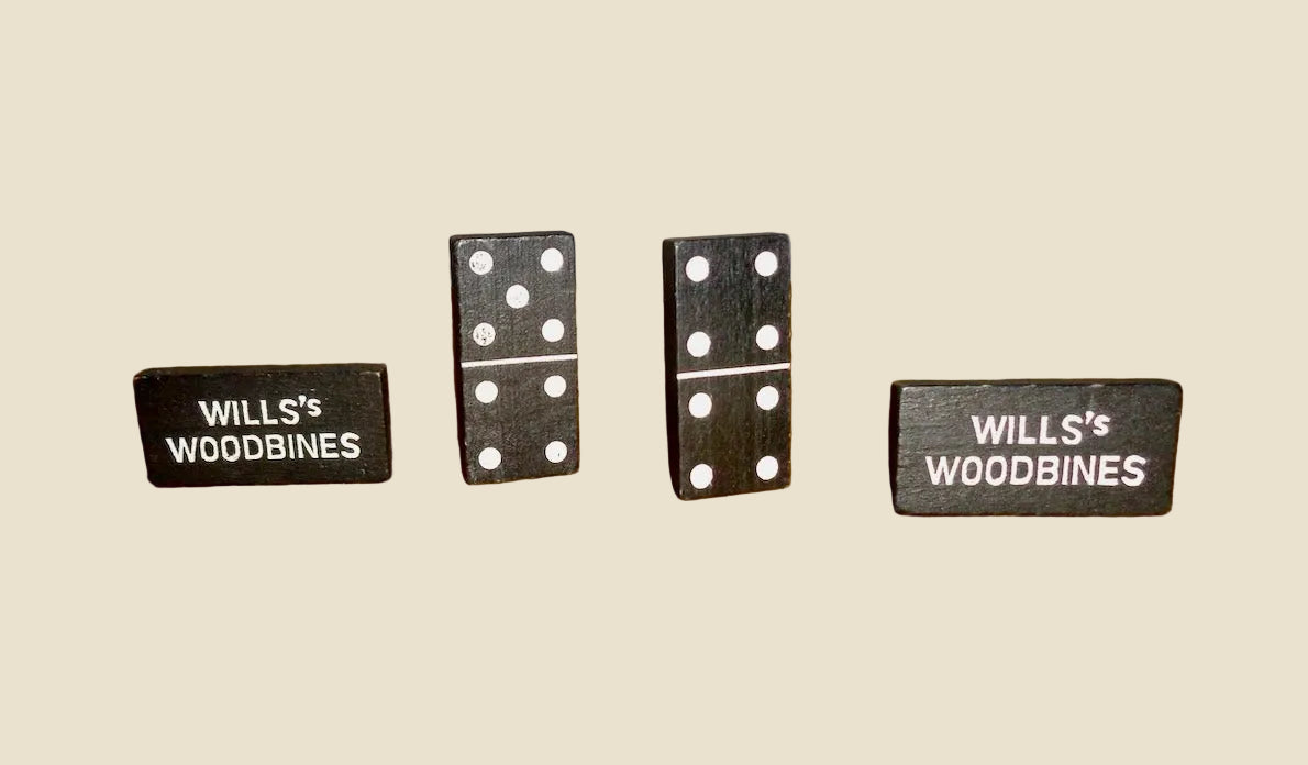 Set of 28 Wills's Woodbine Dominoes Empire Size In A Green Tin Box