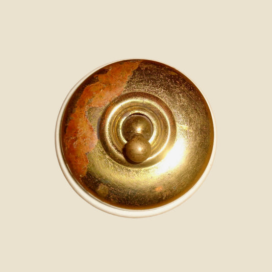 Vintage Wandsworth Brass / White Ceramic British Toggle Light Switch. Porcelain Manufactured By Taylor Tunnicliff