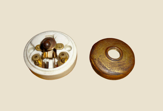 1930s Brass and White Vitreous Toggle Light Switch