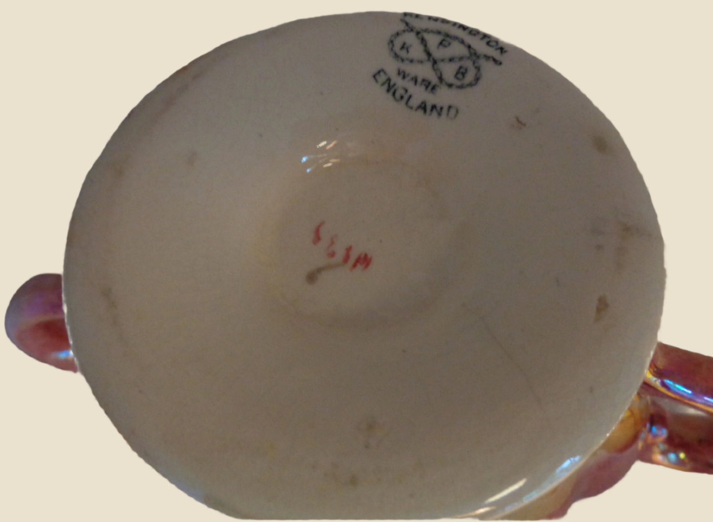 1930s Kensington Ware Two Handled Pink Shell Shaped Lustre Vase