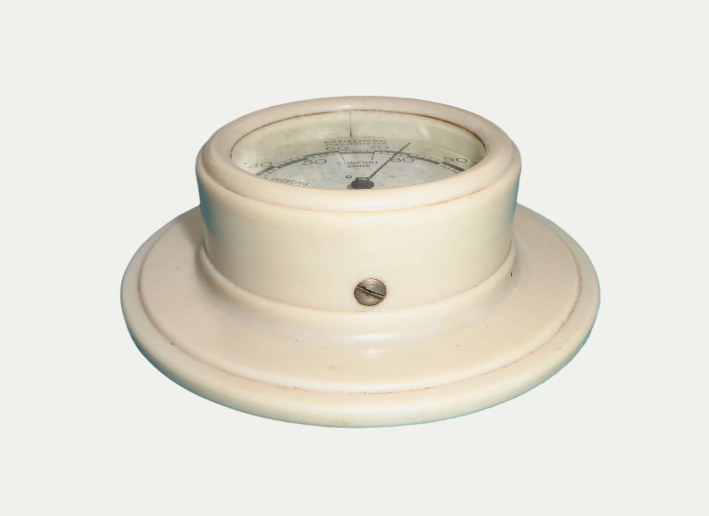 1930s White Bakelite Rototherm Wall Hanging Thermometer