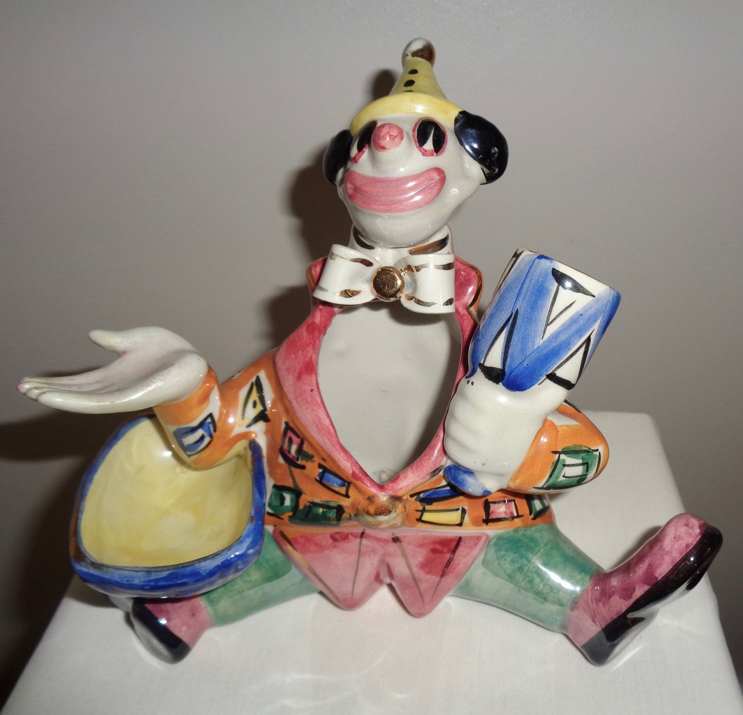 Vintage Art Pottery Seated Clown Desk Tidy By Febland Italy