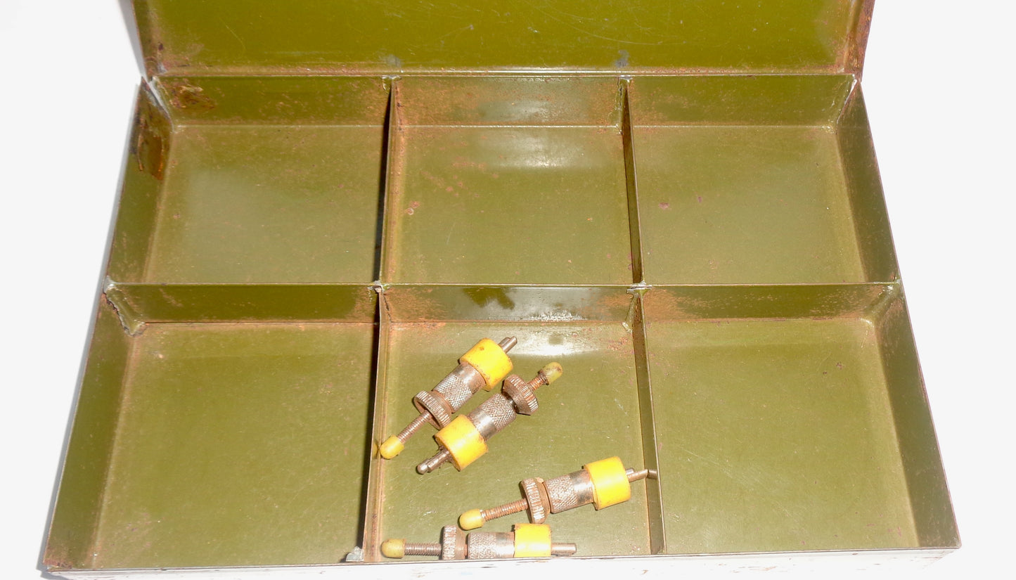 Vintage British Army Electrical Components / Hardware Spares Tin With Hinged Lid