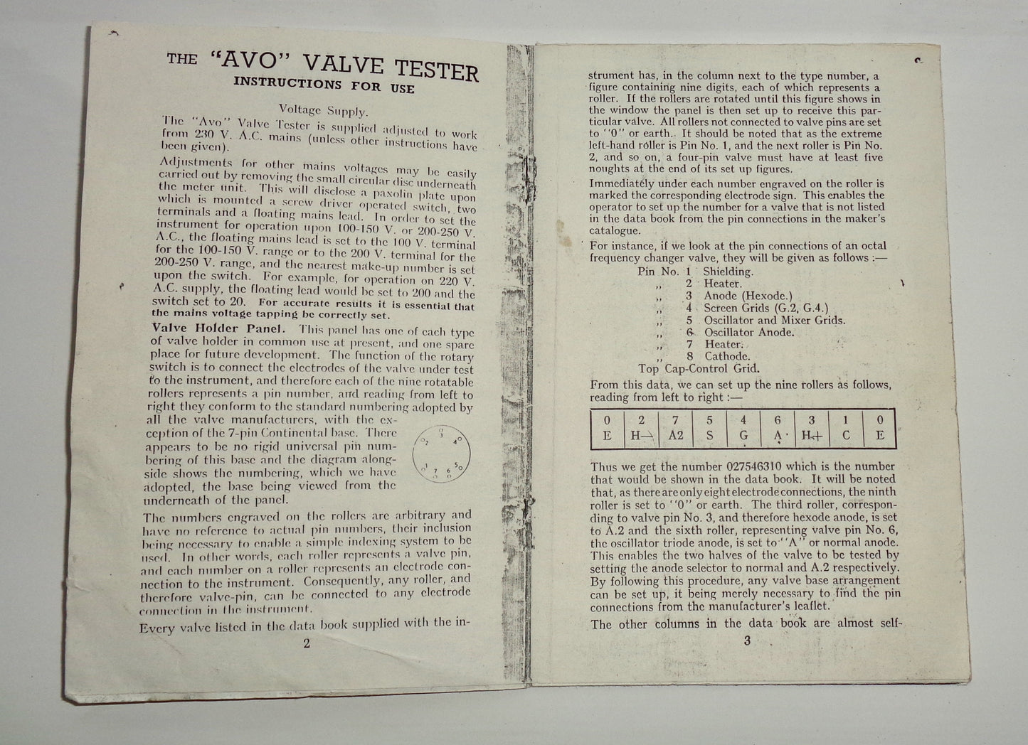 1940 AVO Valve Tester Instructions And Valve Data Charts Booklets