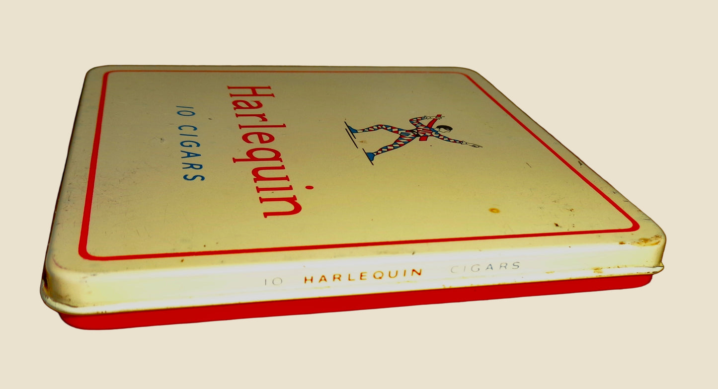 Vintage Harlequin Empty 10 Cigars Tin