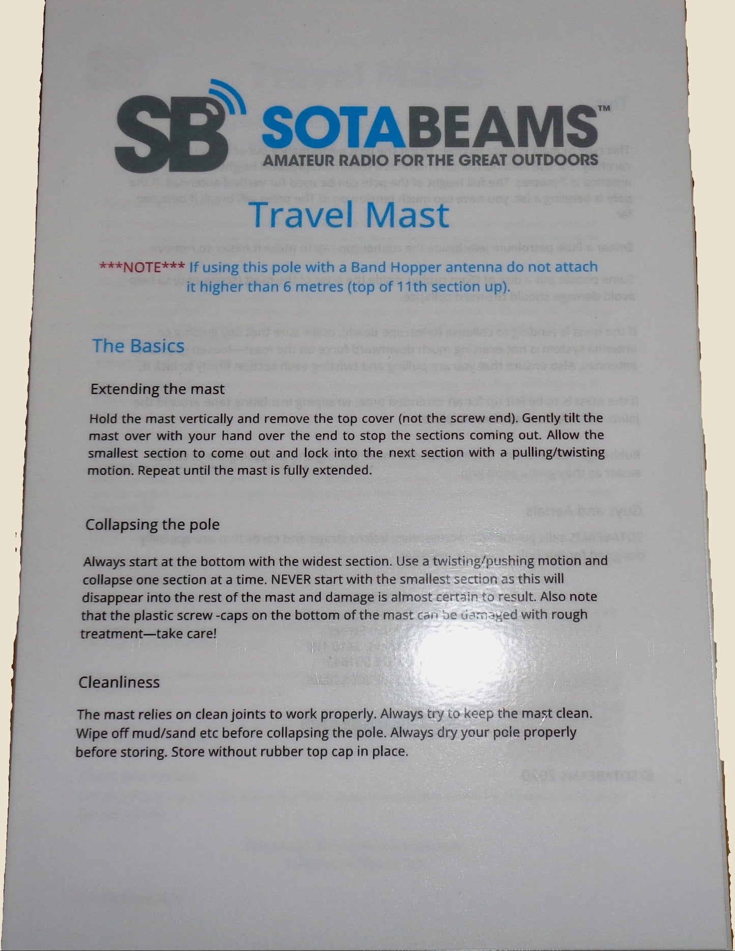 Preowned DX Wire Mini Travel Mast Accessories By Sotabeams