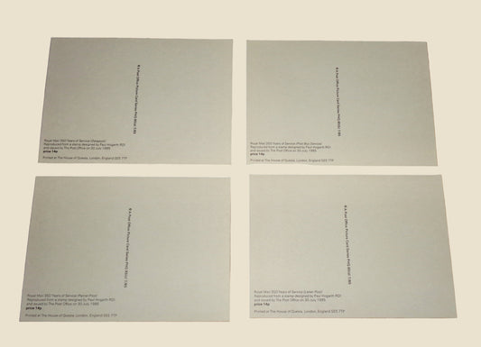 1985 Set of Four PHQ 85 Postcards Of Royal Mail 350 Years Of Service