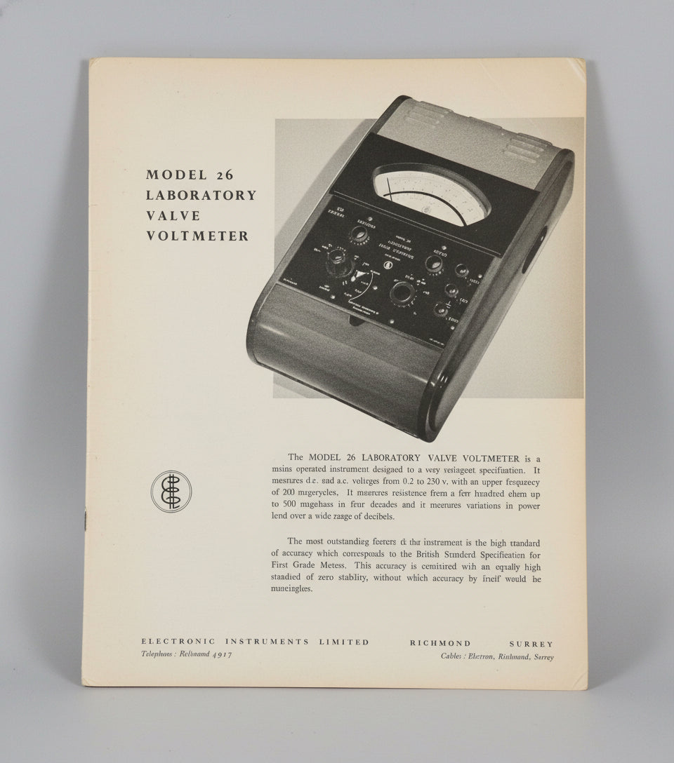 Original Electronic Instruments Advertising Leaflet And Specifications For Test Meters