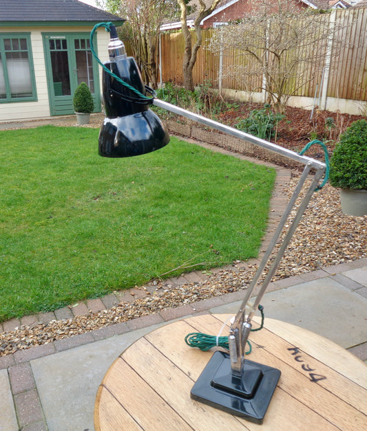 Vintage Anglepoise 1227 Green & Polished Aluminium 1960s Desk Lamp With Green Flex