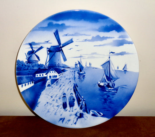 Vintage Delftware 12 Inch Wall Plate With Windmill Scene 