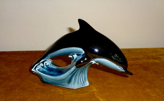 Vintage Poole Pottery Leaping Dolphin 7" Length