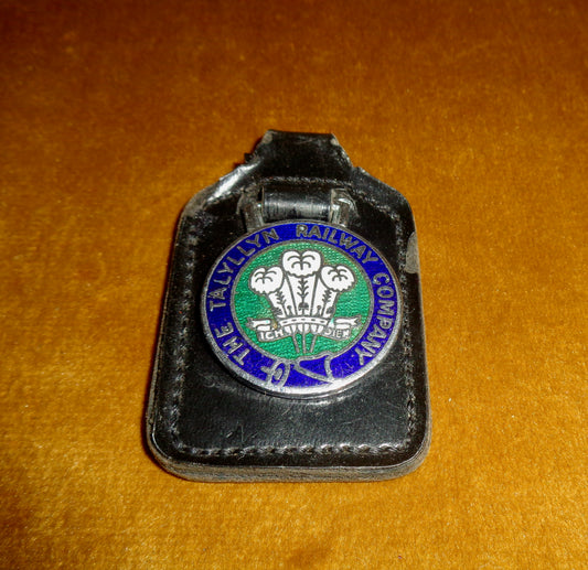 The Talyllyn Railway Company Enamelled Badge on A Black Leather Key Ring Fob