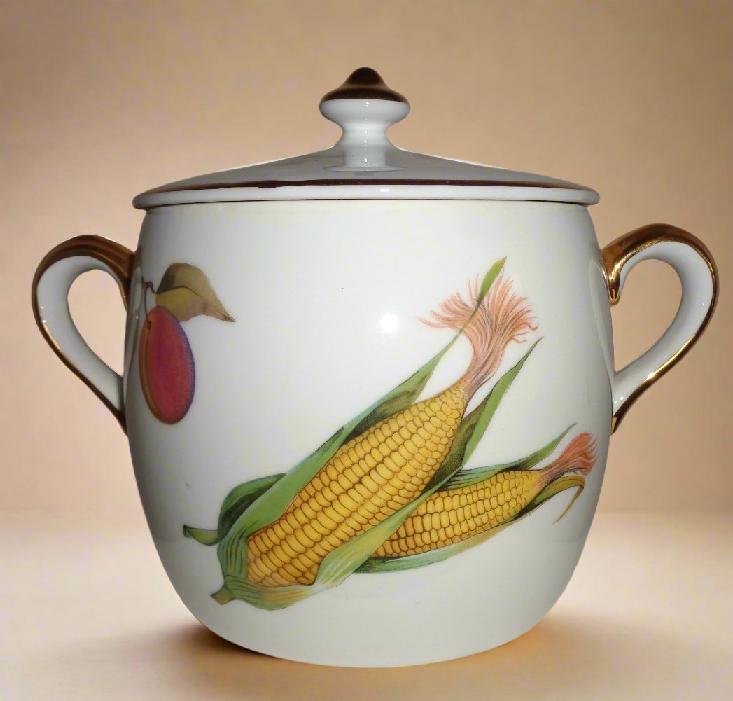 Vintage Royal Worcester Evesham Gold 2 Pint Storage Jar / Marmite Pot / Bean Cooking Pot