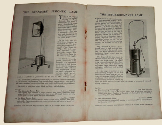 1930 Hanovia Equipment For Light Therapy Booklet