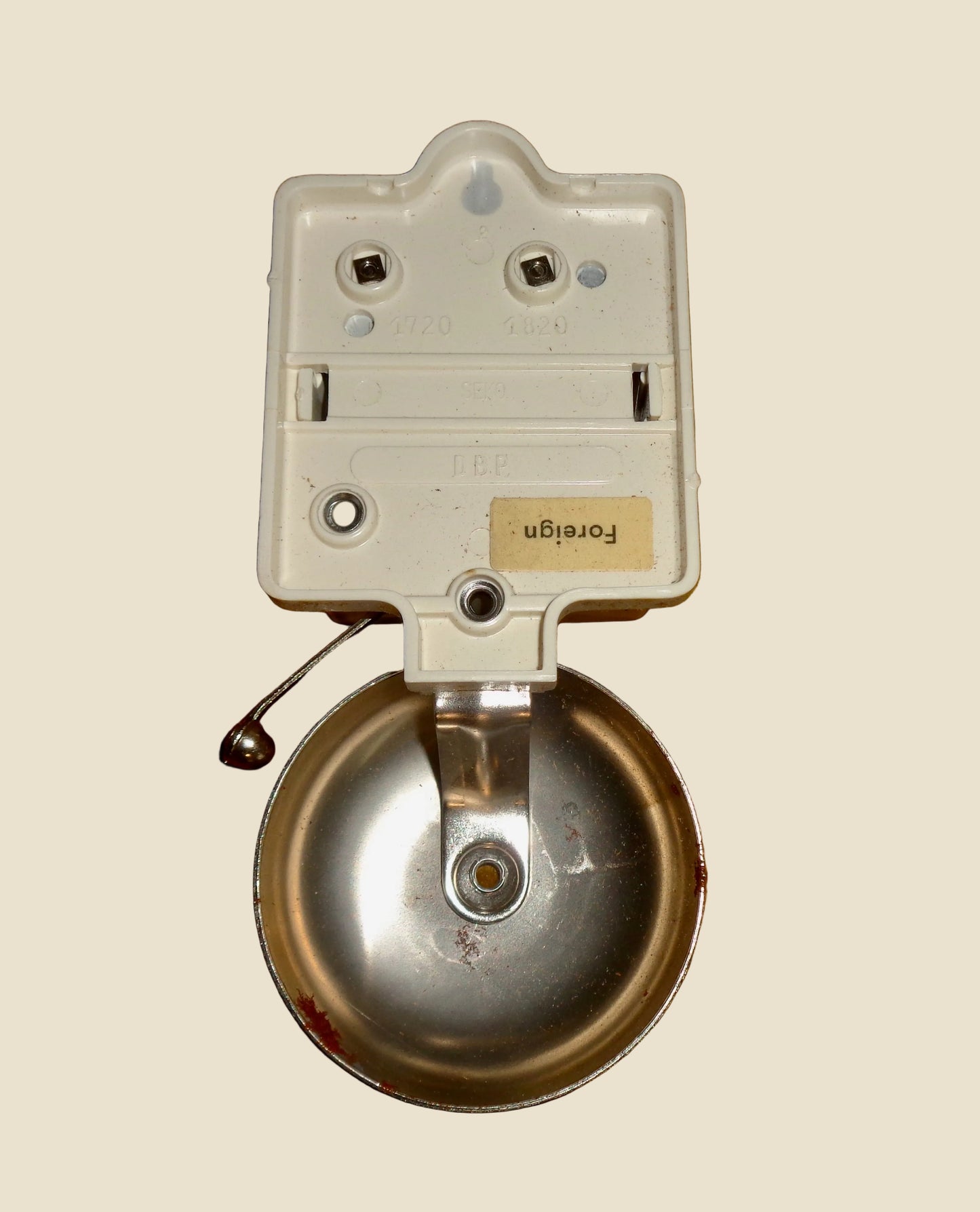Vintage SEKO No. 1073 Electric Butler Alarm Internal Door Bell In White Bakelite