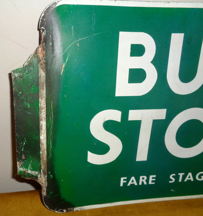 Vintage Ipswich Green Double Sided Bus Stop Sign In Aluminium