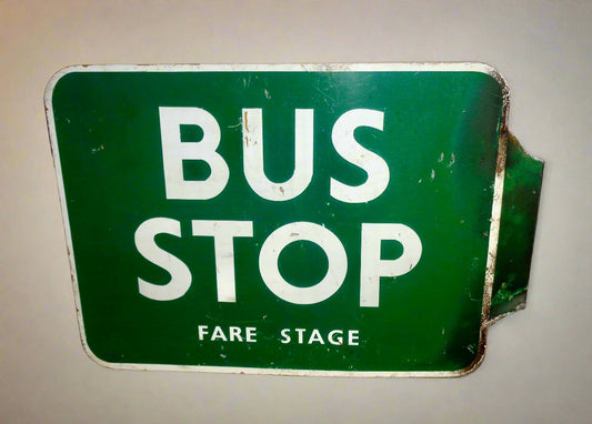Vintage Ipswich Green Double Sided Bus Stop Sign In Aluminium