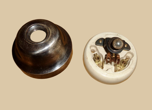 Vintage Tucker Telac Chrome / White Ceramic British Toggle Light Switch No.1