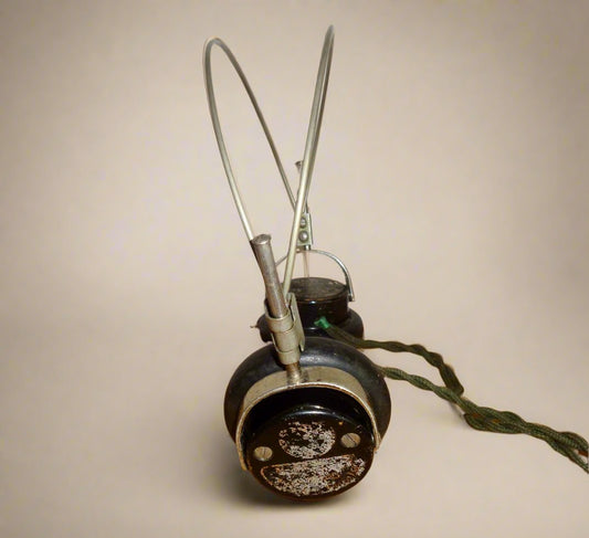 1920s Western Electric UK Bakelite Crystal Set Headphones 2000 Ohms. Made in England