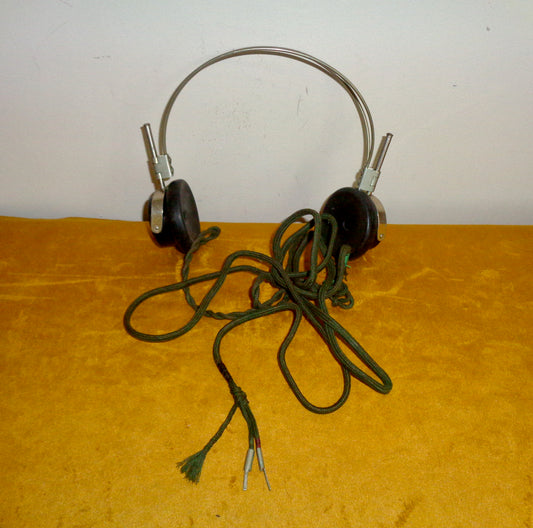 1920s Western Electric UK Bakelite Crystal Set Headphones 2000 Ohms. Made in England