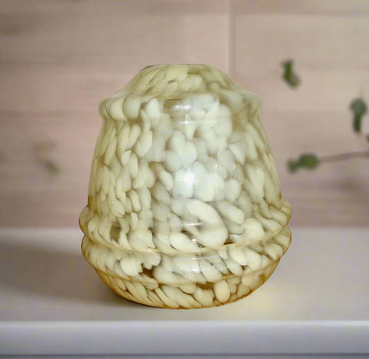 Art Deco Green And White Mottled Glass Pendant Light / Lamp Shade