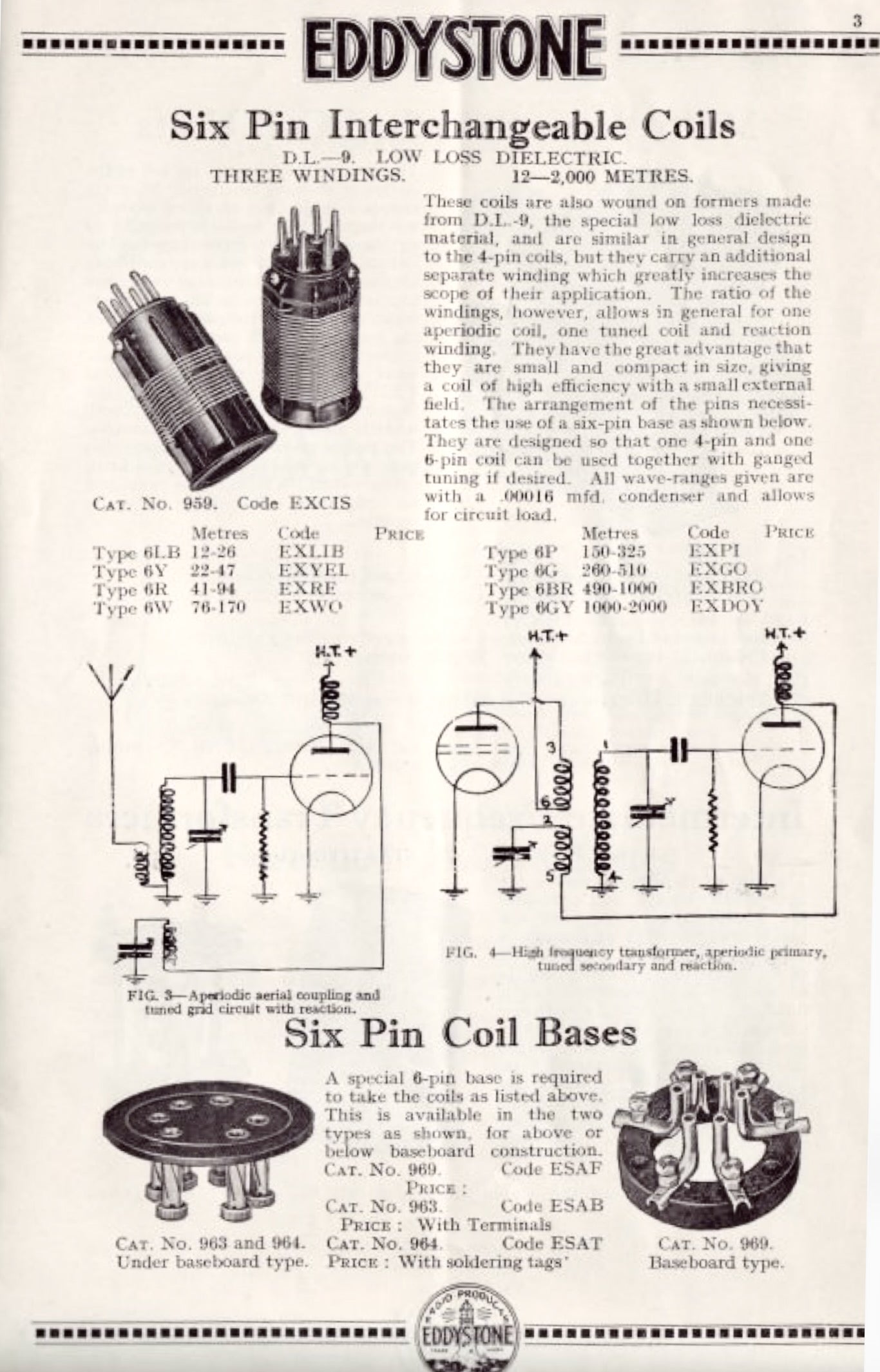 Eddystone Six Pin Interchangeable Coil Advert