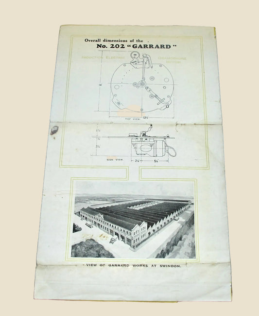 Vintage Garrard 202 Instruction Leaflet For The Induction Electric Gramophone Motor
