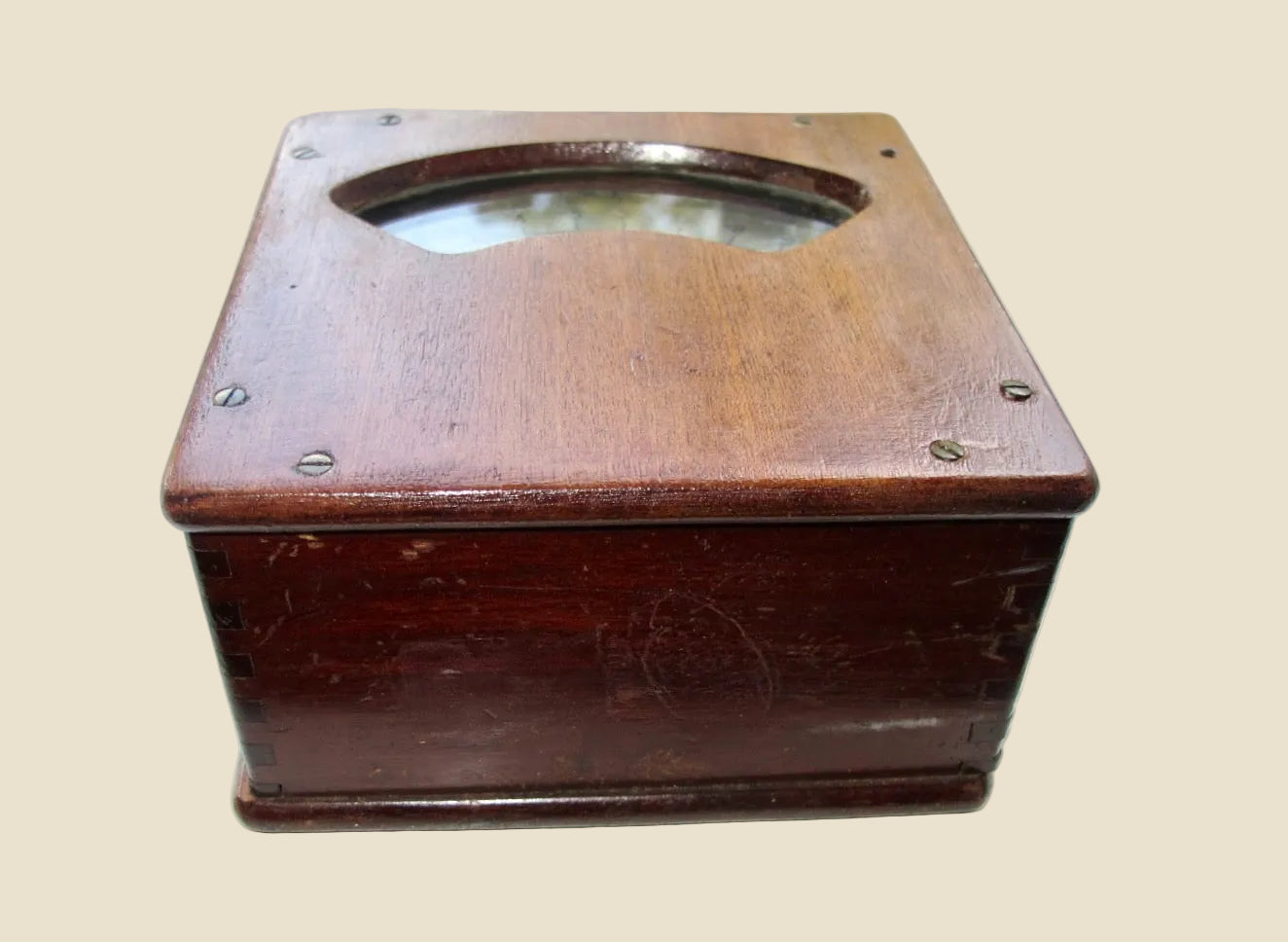 Vintage Silvered Dial 0-1 Amp Ammeter In A Wooden Case