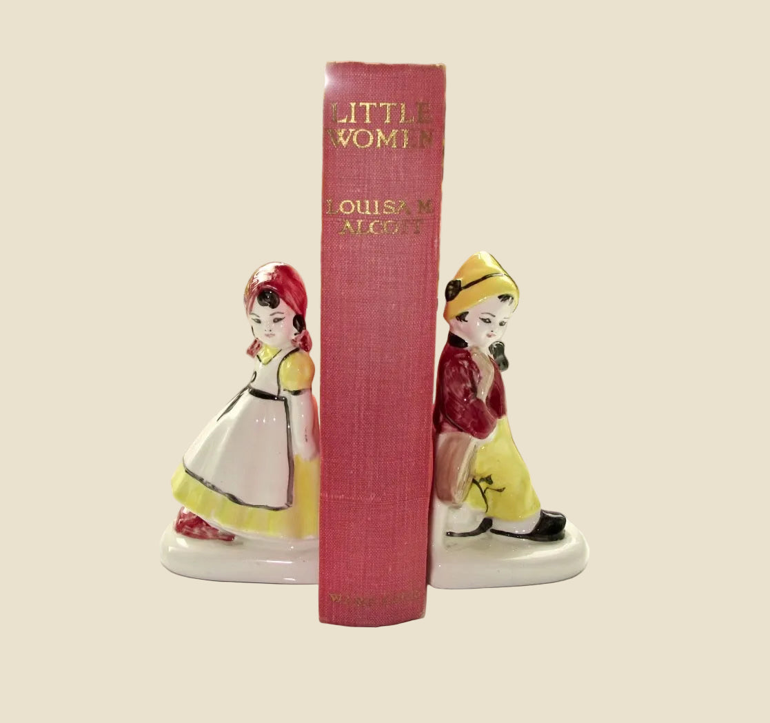Vintage Royal Stuart Bone China Dutch Children Bookends By Spencer Stevenson