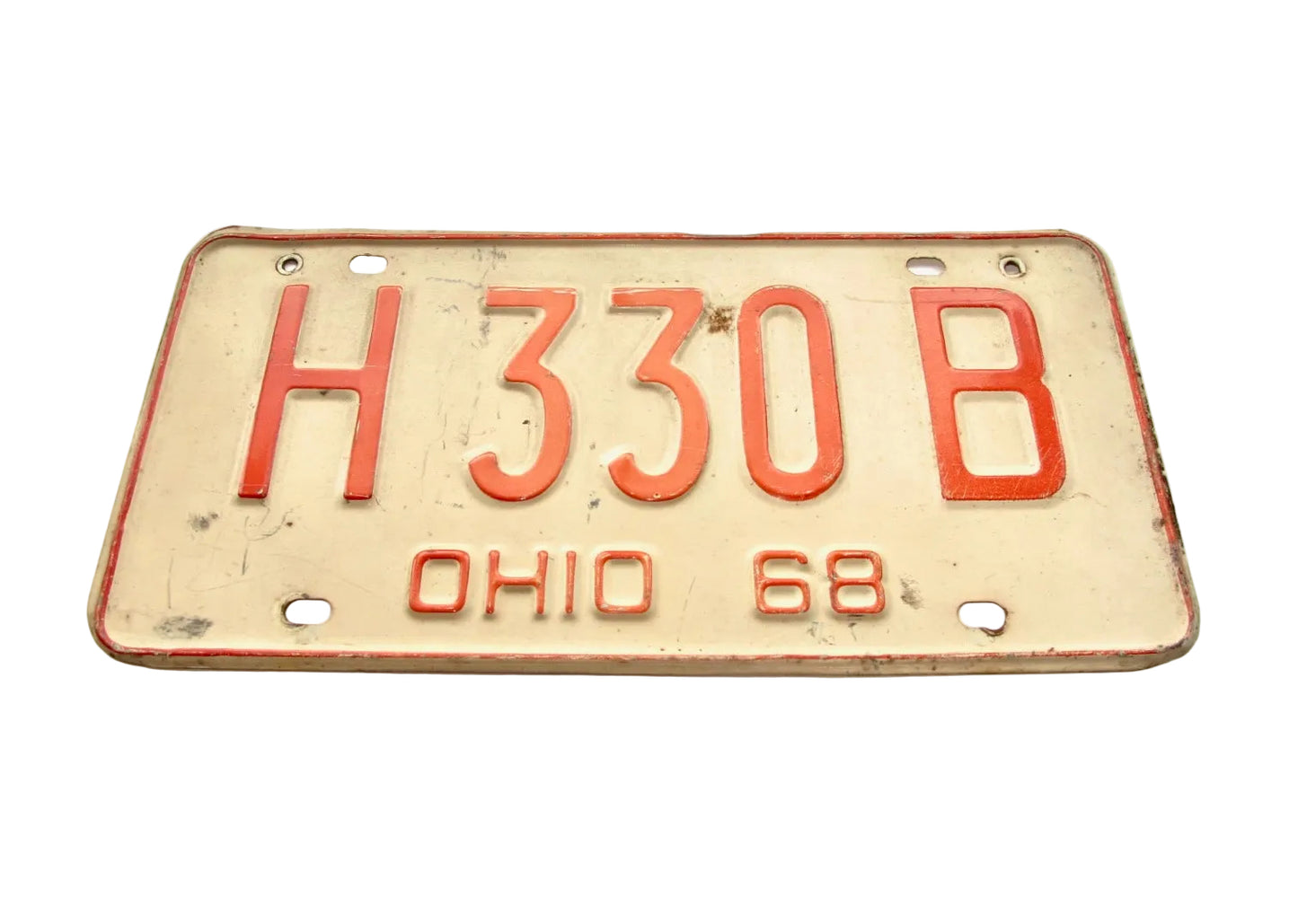 Vintage Metal American Car Number Plate 68 Ohio H 330 B