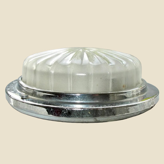 Interior Fluted Domed Glass And Chrome Roof Light For A Leyland AEC Bristol Bus