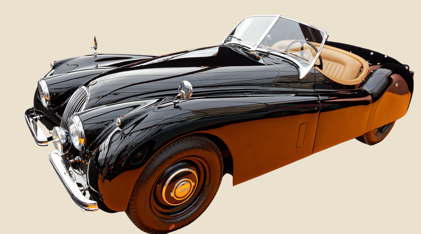 Vintage Cast Glass Jaguar XK120 OTS Car Desk Paperweight