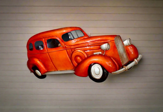 Metal Classic Car Art 3D Effect 2ft 4" Wall Sign With Orange Bodywork