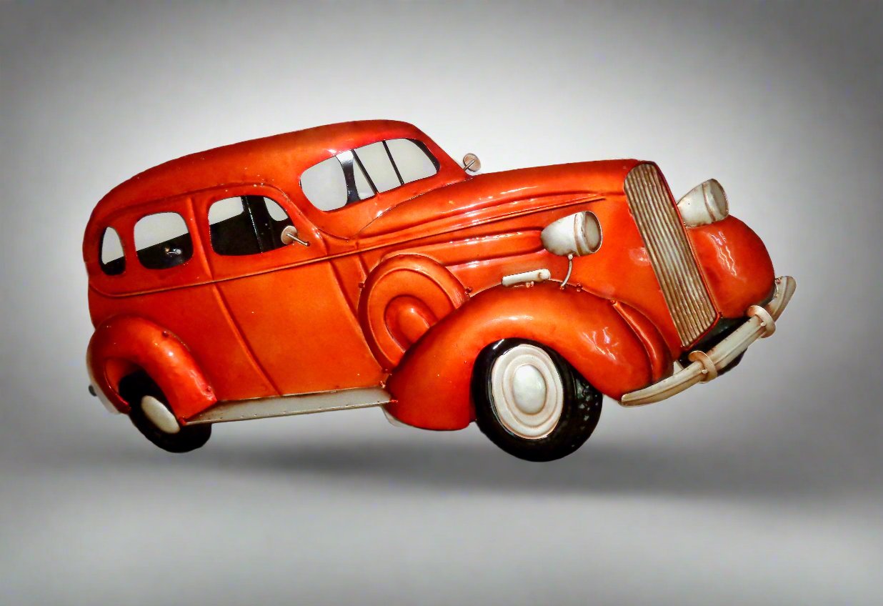 Metallic Classic Car Art 3D Effect 2ft 4" Wall Sign With Orange Bodywork