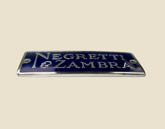 Negretti & Zambra Vitrified Blue Enamel & Chromed Brass Instrument Badge