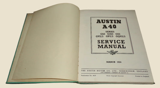 Original 1954 Austin A40 Service / Repair / Maintenance Manual