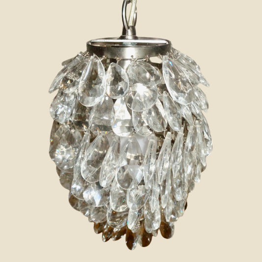 Preowned Chrome Laura Ashley Clear Teardrop Crystal Glass Ceiling Light