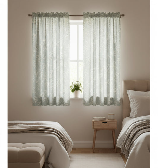 Preowned Laura Ashley Pale Blue & White Pencil Pleat Curtains 87x51 Inch