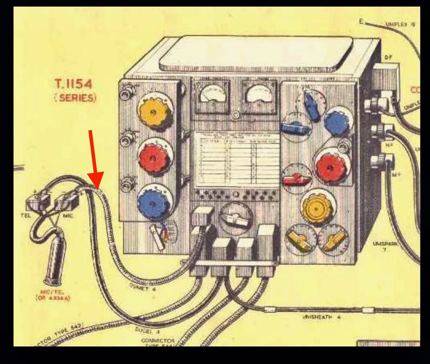 T1154 Radio Type 217 Microphone Plug 10H/451 and Cable 10HA/2780