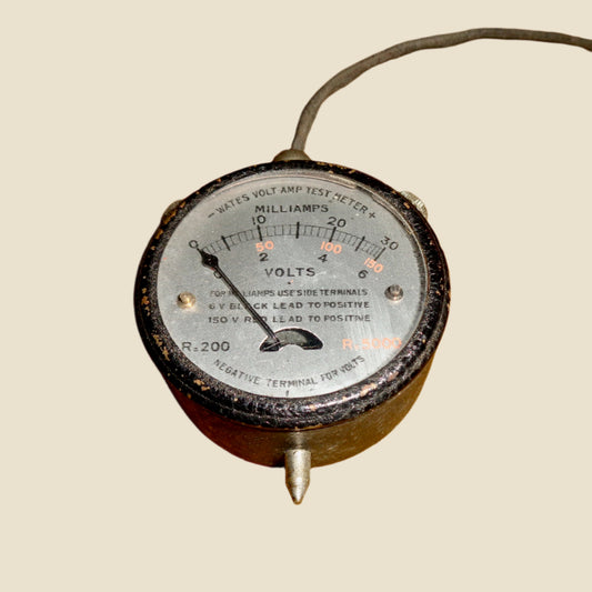 Vintage 1930s Wates 6V & 150V Voltmeter and 0-30 MilliAmp Test Meter