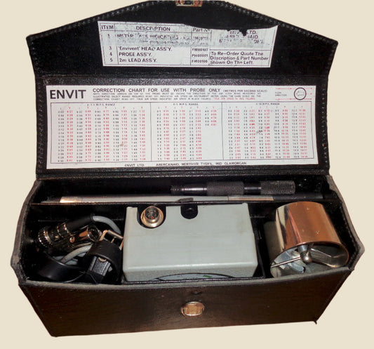 Vintage Abbirko / Envit Envivent Electronic Anemometer in Its Original Black Case With Accessories