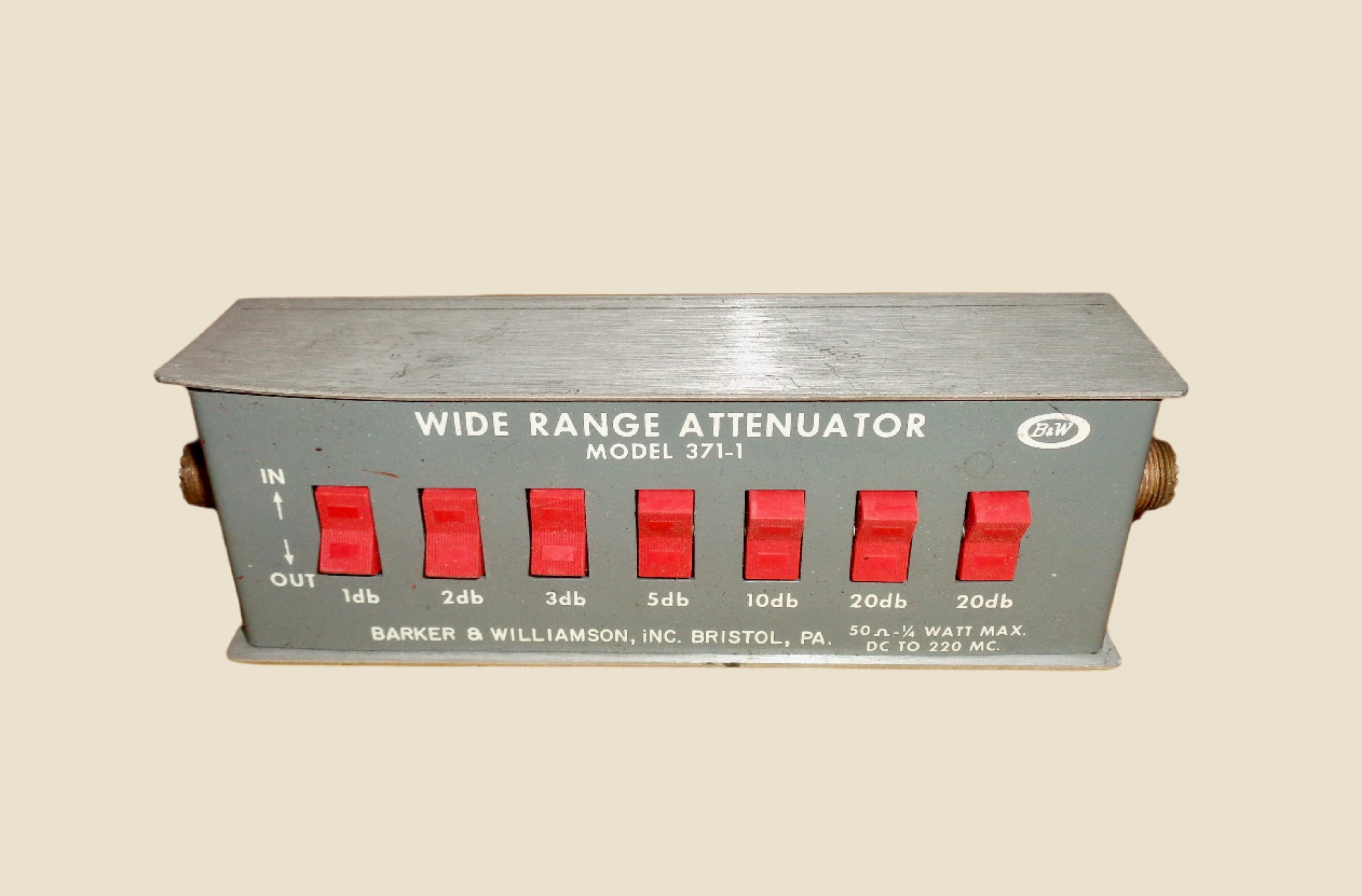 Vintage Barker & Williamson Wide Range Attenuator Model 3711 50 Ohm