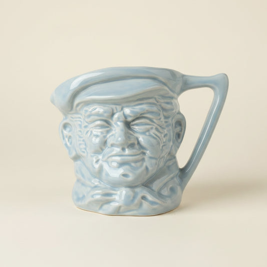 Vintage Blue Hornsea Pottery Sam Thatcher Character Toby Milk Jug