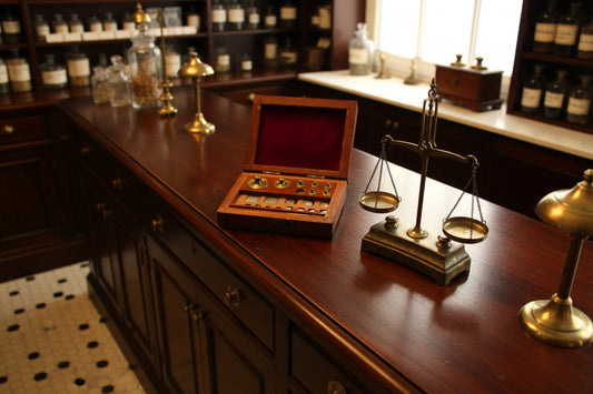 Vintage Boxed Brass And Aluminium Apothecary Weights Set