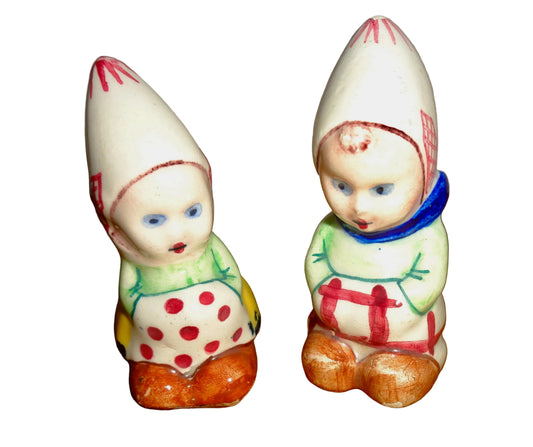 Vintage Ceramic Goebel Style Dutch Girl And Boy Novelty Salt & Pepper Pots