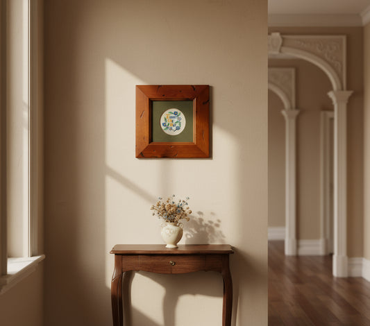 Vintage Framed Forget Me Not Cross Stitch Embroidery